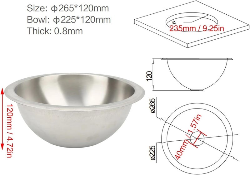 DAUERHAFT Round RV Boat Sink camper van sink 304 Stainless Steel RV Kitchen Sink, 10 inch Single Bowl Sink small rv sink for Space Saving Single Bowl - Image 3
